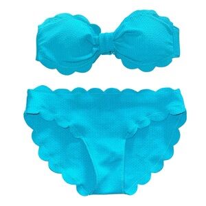 Scalloped Teal Bikini Set